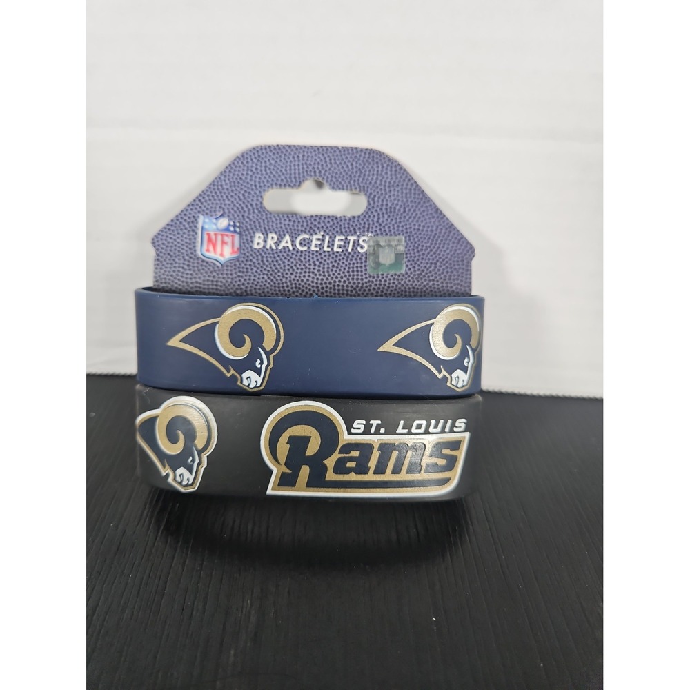 St Louis Rams NFL  Silicone Wristbands 1" Set Of Two Brand New (A)